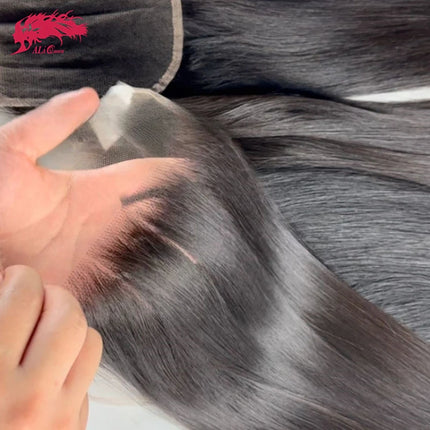 Ali Queen Hair Products 4x4 5x5 6x6 HD Lace Closure Invisible Melt Skin Full Frontal 13x6 13x4 Indian Virgin Hair