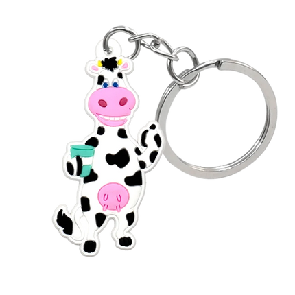 1PCS Animal Keychains Cute Black Cat Dach Dog Funny Style Duck Keyring Keychain for Bag Car key Accessories Kids Favor Key Decor