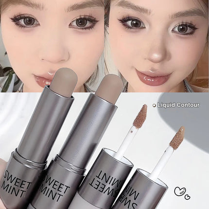 Double-ended Moisturizing Matte Concealer Contour Stick Smooth Lasting 3D Nose Shadow Waterproof Face Bronzer Contour Makeup