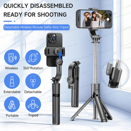 TOKQI Selfie Stick Tripod Phone Stand Portable Mini Tripod with Wireless Bluetooth for Android and Iphone Cell phones Shoot Vlog