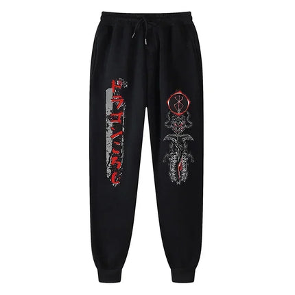 Men's Berserk Animated Printed Sportswear Pants Sports Jogging Pants Casual Polar Lining Pocket Pants
