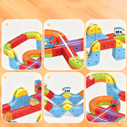 Anti-Gravity Suction Magnetic Track Set Electric Train Toy for Kids DIY Building Blocks Race Track Set Rail Car Birthday Gift
