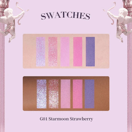Flower Knows Violet Eye Shadow Strawberry Rococo Series Five-Color Eyeshadow Palette G01 Starmoon Strawberry 0.21OZ./6G