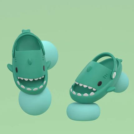 KIDMI Boys Girl Shark Slides Non-Slip Open Toe Cloud Sandals Cute Comfy Cushioned Thick Sole Slippers Cartoon Shower Slippers