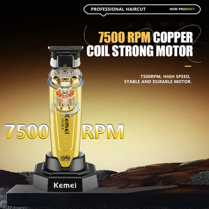Kemei KM-90-5 Professional 7500 RPM Hair Clipper for Barbers Rechargeable Trimmers Brushless Motor Hair Cutting Machine for Men