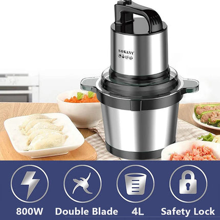 1pc electric kitchen knife with stainless steel bowl, 2 speed meat grinder with 4 blades for meat and onions.