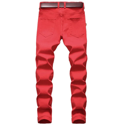 New Men's Stretch Jeans, Featuring A Distinctive Multi-ripped Design and Elastic Fabric, Showcase Individual Style.