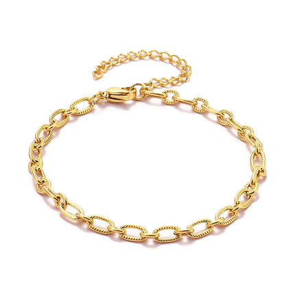 5pcs/Lot 17-22cm Stainless Steel Paperclip Cross Link Chain Bracelet Women Handmade DIY Charm Fashion Jewelry Making