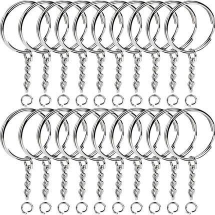 Silver Plated Metal Blank Keyring Keychain Split Ring Keyfob Key Holder Rings Women Men DIY Key Chains Key Ring Accessories