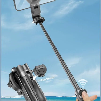 4-in-1 Magnetic Selfie Stick Tripod-Extendable Phone Stand with Detachable Wireless Remote,for Photography,Live Streaming,Travel
