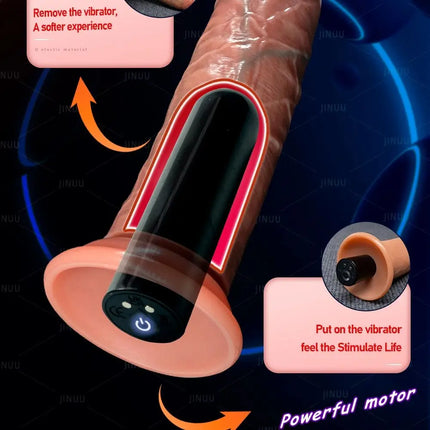 Vibration Sliding Foreskin Dildo USB Charging Suction Cup Strap on Dildo For Women and Man Realistic Silicone Penis GSpot Dildo