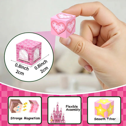 Cherry Blossoms Magnetic Building Blocks Princess Castle Garden STEM Montessori Sensory Magnet Cubes for Toddler Kids Toy