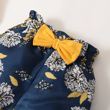 Baby girl Set solid Color Bodysuit +Printed shorts+Headband Three Piece set 0-18 Months Baby Girl Summer Comfort Set