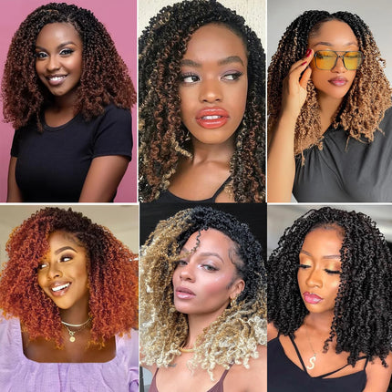 7 Packs Pre-looped Yanky Twist Crochet Braids Hair Synthetic Natural Black Pre-twisted Passion Twist Boho Crochet Braid Hair