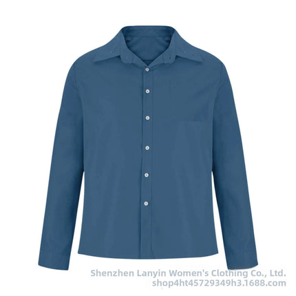 Long Sleeve Collared Men's Shirt Business Commute Style Polyester Fabric Machine Washable Spring Autumn Collection 2025