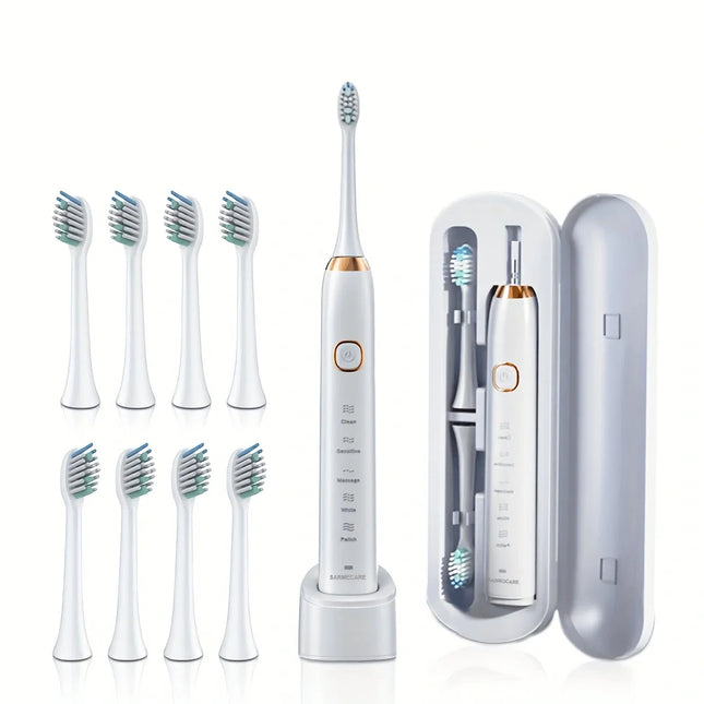 Sonic Electric Toothbrush Adults 8 Brush Heads 5 Modes USB Rechargeable IPX7 Waterproof Whitening Power Toothbrushes for Adults