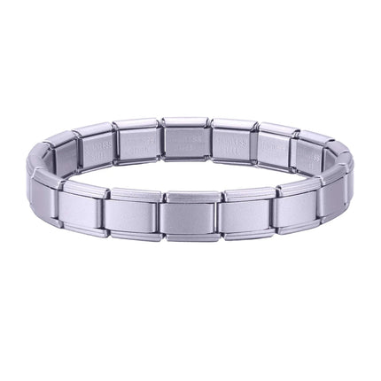 Wholesale High Quality Couple's Y2K Jewelry DIY 9MM Width Italian Elastic Bracelet Solid Color Stainless Steel Fashion Bangle