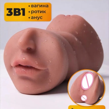 3-in-1 Artificial Vagina Anal Mouth Male Masturbator Blowjob Sucking Masturbation Cup Deep Throat Sex Toys for Men Pocket Pussy