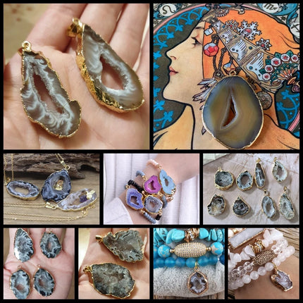 1pc Irregular Natural Stone Agate Druzy Connector Pendant Charms for Jewelry Making DIY Earring Necklace Accessory Jewellery