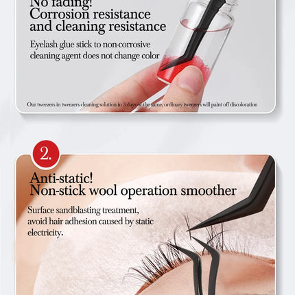 NEW 1pc Anti-static Right Angled & Curved Tweezers for Eyelash Extensions & Eyebrow Isolation Nano Precise Lash Tweezers Tool