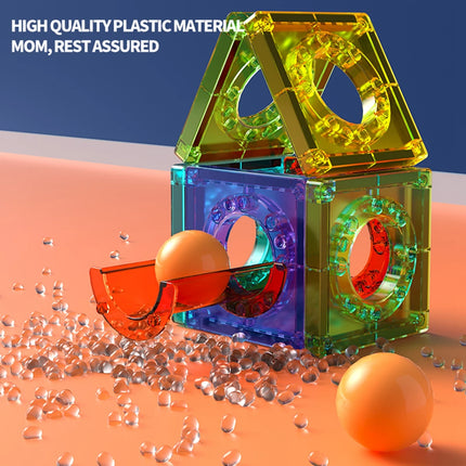 Magnetic Tiles Building Blocks for Kids 3D Clear STEM Toys Magnetic Marble Run Pipe Track Assembly Gift for 3-6 Years Old