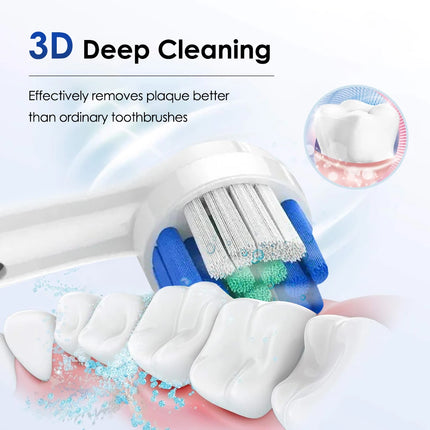 Electric Toothbrush Rotary Rechargeable Teeth Cleaner for Adults Soft Bristles Rotating Round Brush Heads Smart Timer Toothbrush