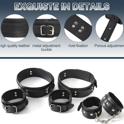 BDSM Bondage Wrist Thigh Cuffs and Ankle Sex Restraints Set Adjustable Leg Straps Handcuffs Couple Beginner SM Game Play