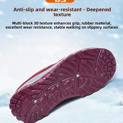 Women's Winter Cotton Shoes Comfortable Fashion Mom Thickened Fleece Warm Large Cotton Shoes Breathable Wear-resistant Low Heel