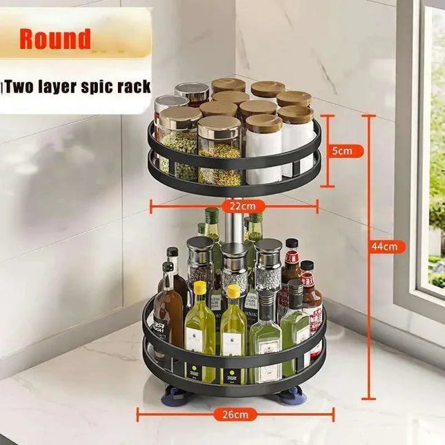 360 Rotation Spice Rack Multi-Layer Spices Cans Seasonings Storage Tray Multifunctional Bathroom Storage Rack Kitchen Organizer