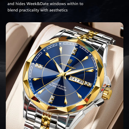 POEDAGAR Luxury Man Clock Business Waterproof Luminous Date Week Watches For Men Quartz Stainless Steel Fashion Men's Wristwatch