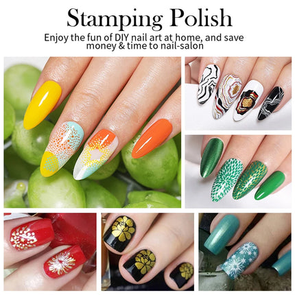 BORN PRETTY 10m Stamping Nail Polish White Black Gold Red Colorful Nail Art Printing Varnish DIY for Nail Plate Design Varnish