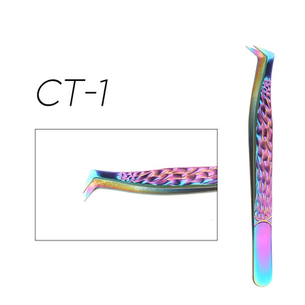 Gemerry Tweezers for Eyelash Extension Colorful Stainless Steel Superhard Fiber Tips High Precision Anti-Static Makeup Tool