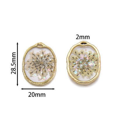 2pcs/Lots Alloy Enamel Charms Dried Flower Pendant for Handmade DIY Necklace Bracelet Earring Jewelry Making Accessories