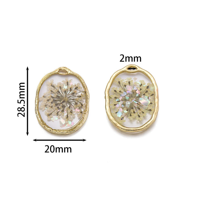 2pcs/Lots Alloy Enamel Charms Dried Flower Pendant for Handmade DIY Necklace Bracelet Earring Jewelry Making Accessories