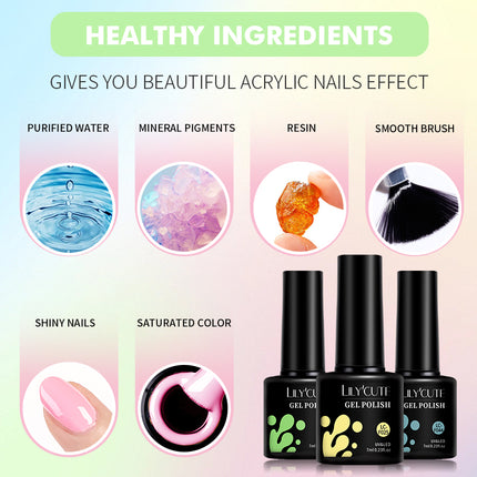 LILYCUTE 7ML Pink Glitter Nail Gel Polish Nude Natural Long Lasting Manicure Soak Off UV LED Nail Art Base Top Coat Gel Varnish