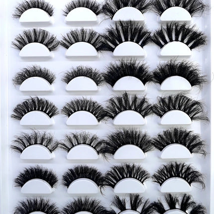 HBZGTLAD 14 Pairs Eyelashes 25mm Faux Mink Eyelashes Long Lasting Fluffy Mink Lashes Dramatic Volume lashes Extension Thick Long