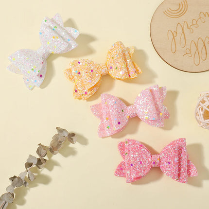 10pcs Random Color Glitter Hair Bows Clips Rhinestone Dot Sequin Bow for Baby Girls Hair Accessories Headwear Hair Pin