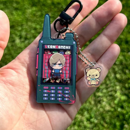 Leon Kennedy Tamagotchi Phone Virtual Pet Acrylic Keychain Cute Kawaii Chibi Mini Horror Anime Keychain Collectible