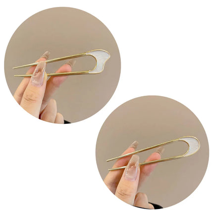 Fashion Luxury Hair Clips Silver Gold Hair Accessories Elegant Enamel Hairpin For Women Metal U Shape Hair Stick Alloy Ornament