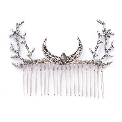 Witch Fairy Crystal Crescent Moon Twigs Branch Amethyst Haircomb Forest Woodland Hairclip Hairpin Faerie Hair Jewlery for women