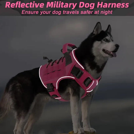 Adjustable No-Pull Tactical Dog Harness with Handle, Reflective Military Vest for Large Dogs, Labrador