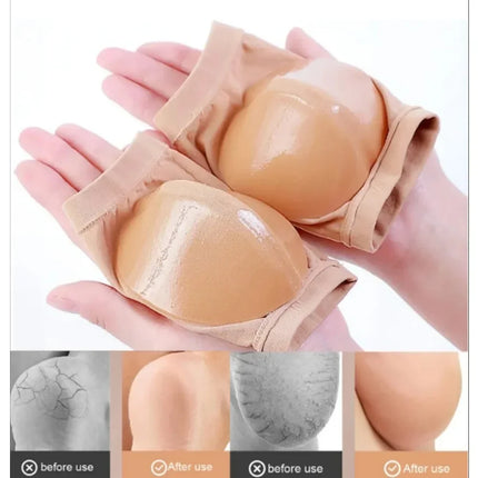 Black/Nude Heel Protective Mesh Gel Silicone Heel Sock Foot Cover Moisturizing Anti-wear Anti-crack Half Sock Heel Cover