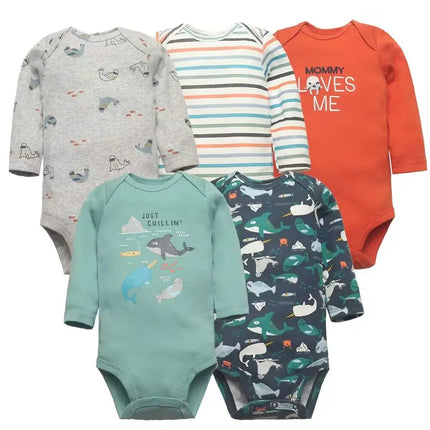 2026 Newborn Baby Girl Clothes Long Sleeve 100% Cotton 5 Pieces/Lot Baby Bodysuits Cartoon Underwear Infant Bebe Clothing 3-24M
