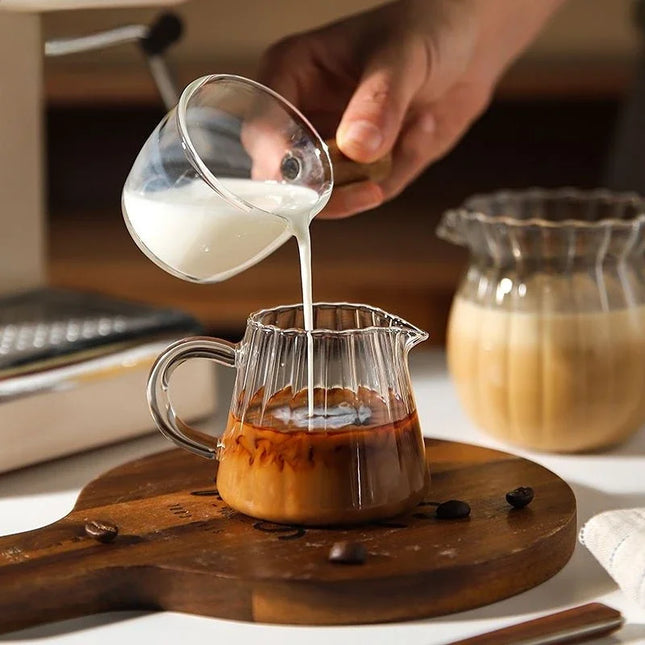 Striped Simplicity Handwork Small Milk Pot Heat-resistant Glass Exquisite Milk Cup Tea Dispenser Milk Pot Espresso Measuring Cup