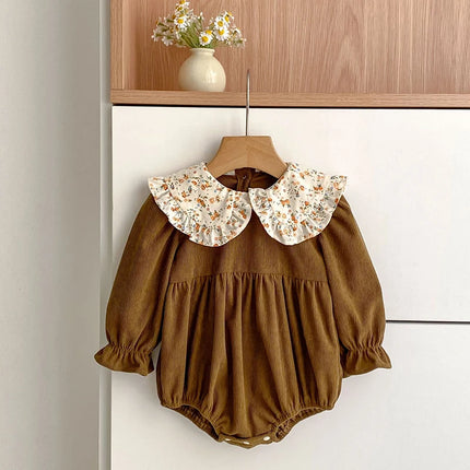 Spring New Toddler Baby Girls Romper 0-3Y Children Clothes Ruffled Long Sleeved Cotton Baby Clothing Flower Baby Girls Jumpsuit