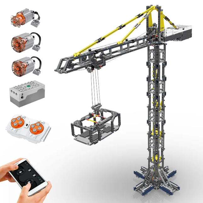 MOULD KING 17004 Technical Engineering Crane Building Sets Tower Crane Building Blocks Remote Control Car Educational Bricks Toy