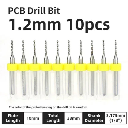 PCB Drill Bit 10pcs Tungsten Steel Micro Diameter Drill Bit Set 1/8 "Fixed Handle Mini Cnc Drill Bit 0.1-3.175mm