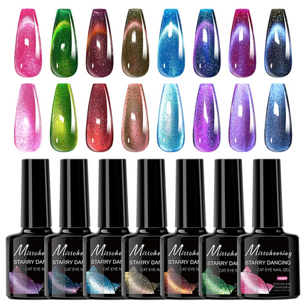 Romantic Galaxy Cat Eye Gel Nail Polish Semi-permanent Glitter Soak Off UV Holographic Magnetic Rainbow Gel for Nail Manicure