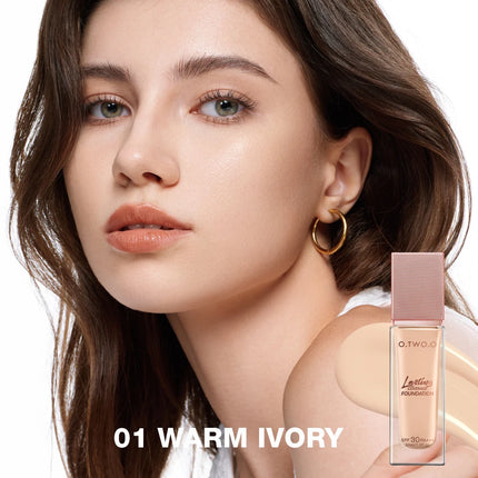 O.TWO.O 2pcs Foundation Face Powder Waterproof 24H Stay Coverage Soft Focus Correct Powder Conceal Long-lasting Face Makeup