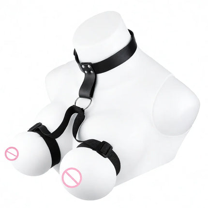 QKKQ PU Leather And Webbing Erotic Bra Chest Harness Belt Breast Teating Chest Binder BDSM Sex Toys For Women Erotic Accessories